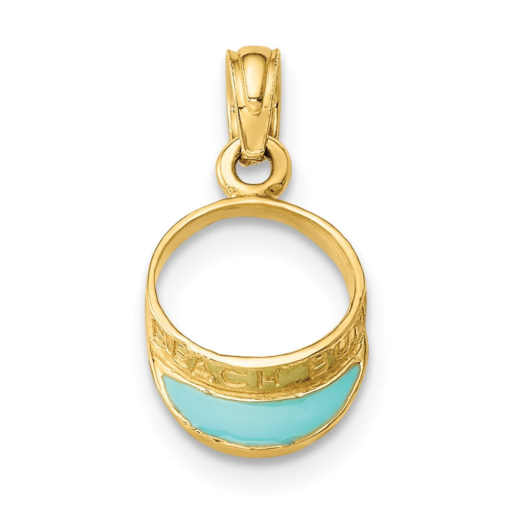 14K Gelbgold Aqua Emailliert Beach Sonne Visor Charm