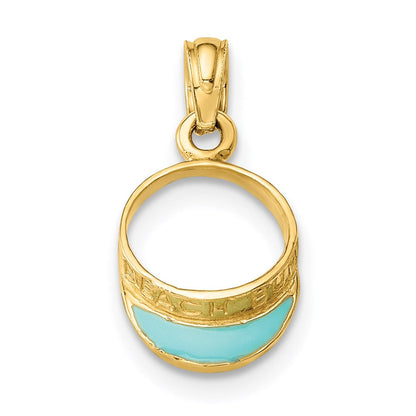 14K Gelbgold Aqua Emailliert Beach Sonne Visor Charm