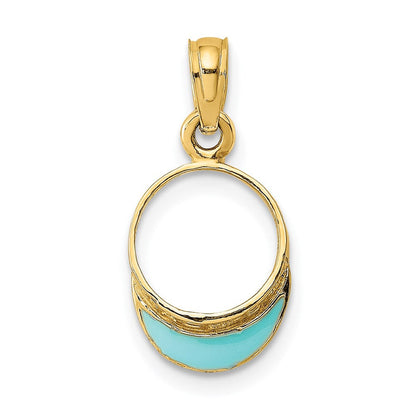 14K Gelbgold Aqua Emailliert Beach Sonne Visor Charm