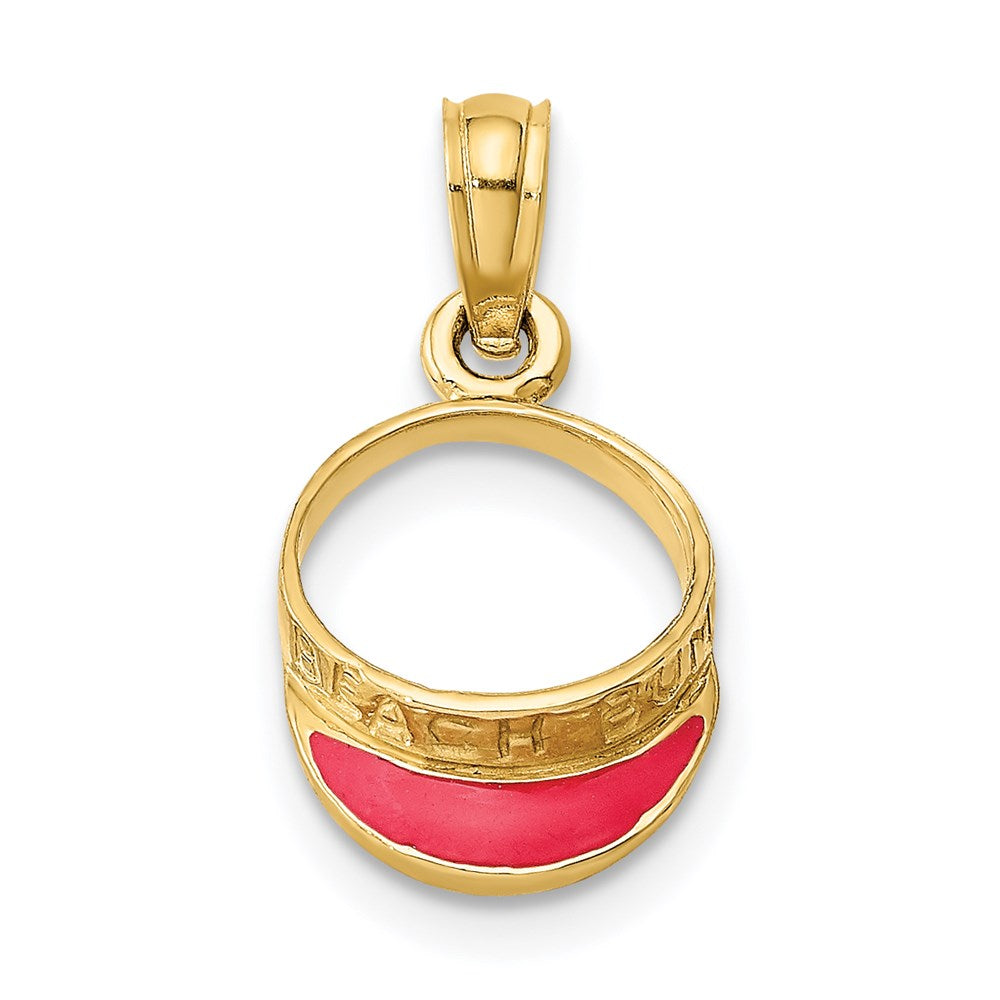 14K Gelbgold Fuschia Emailliert Beach Sonne Visor Charm