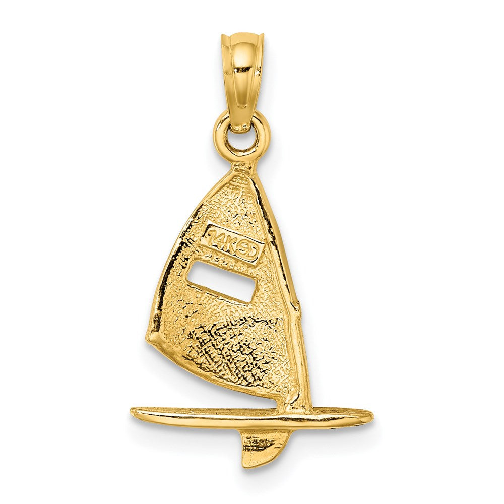 14K Gelbgold Aqua Emailliert Windsail Surf Board Charm