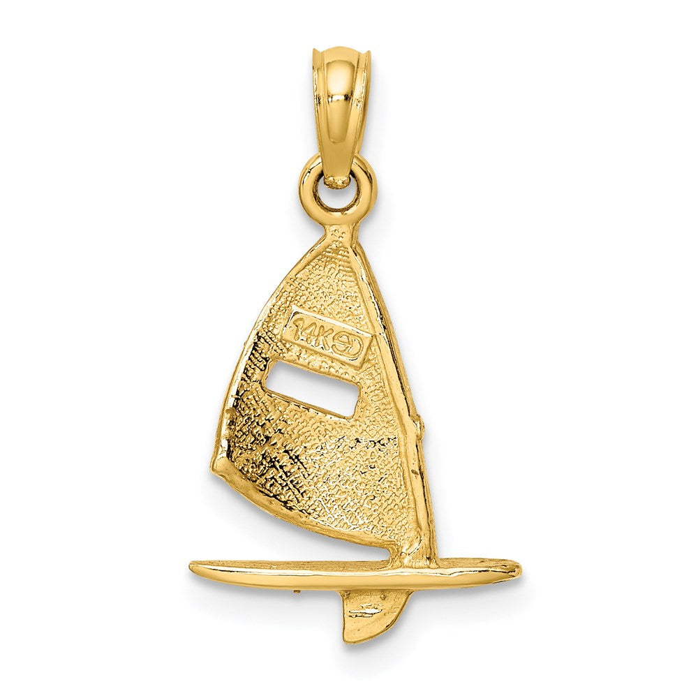 14K Gelbgold Rosa Emailliert Windsail Surf Board Charm