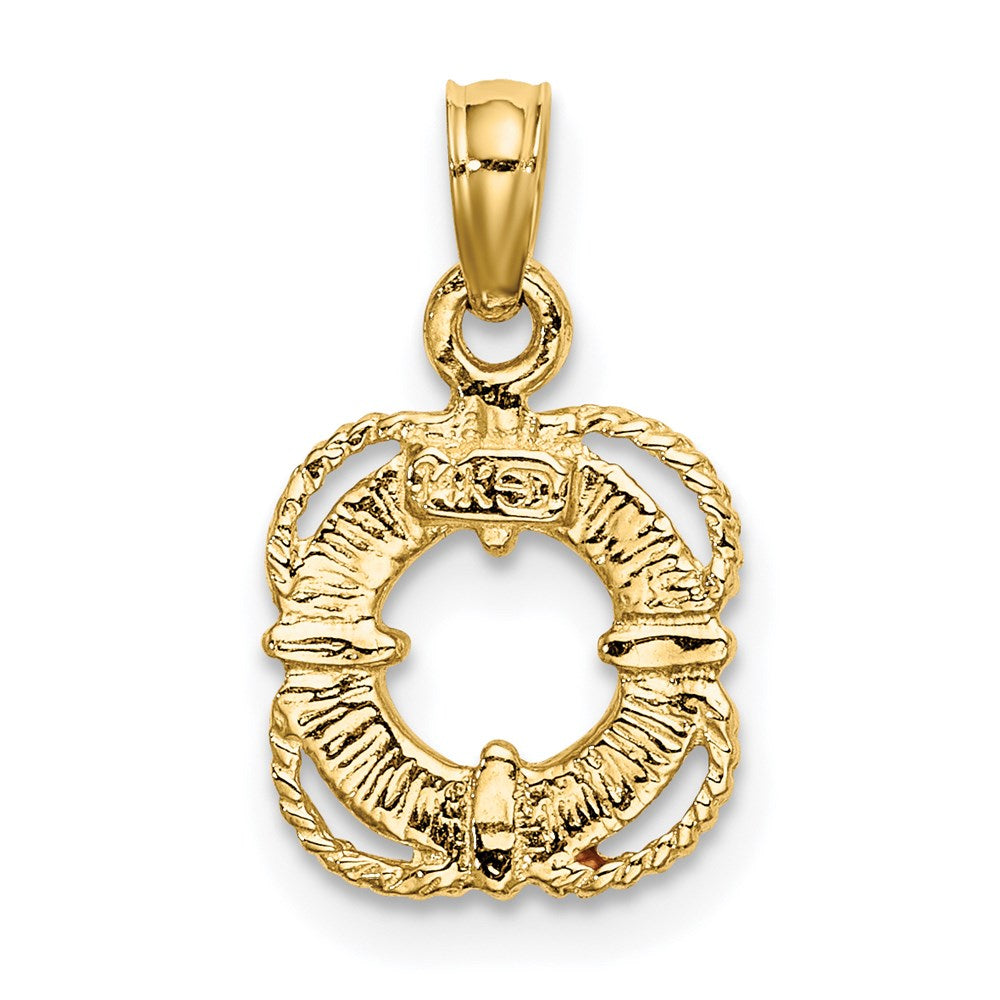 14K Gelbgold Rot und Weiß Emailliert Lifesaver Ring Charm