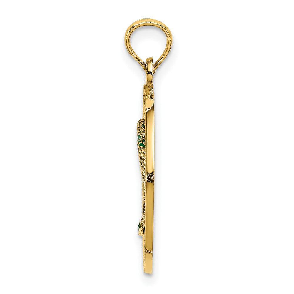 14K Gelbgold Emaille-Charm „Palme“ OCEAN CITY NJ