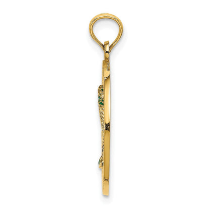 14K Gelbgold Emaille-Charm „Palme“ OCEAN CITY NJ