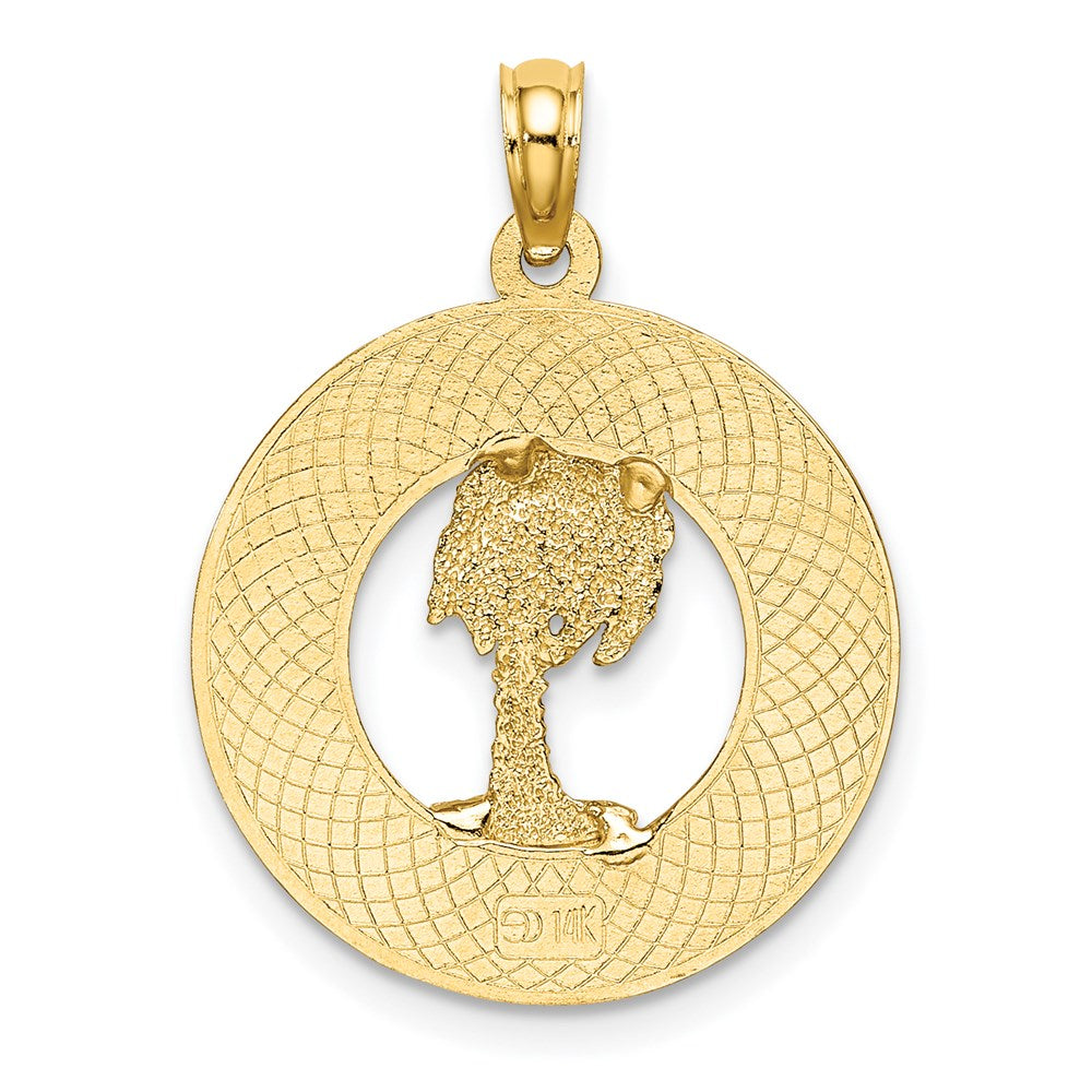 14K Gelbgold Emaille-Charm „Palme“ OCEAN CITY NJ