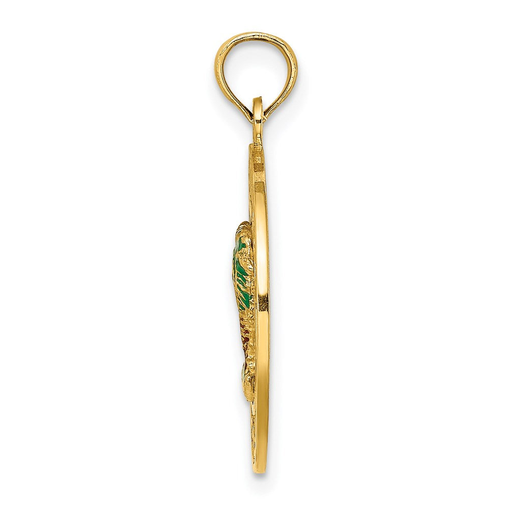 14K Gelbgold emaillierter Palmen „OCEAN CITY“ Rundcharm