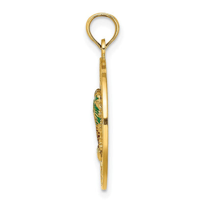 14K Gelbgold emaillierter Palmen „OCEAN CITY“ Rundcharm