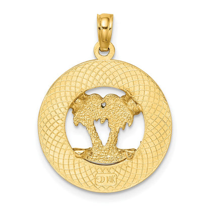 14K Gelbgold emaillierter Palmen „OCEAN CITY“ Rundcharm