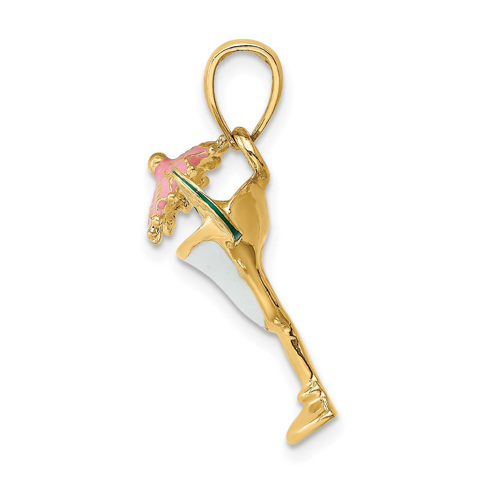14K Gelbgold Charm „Margarita-Drink mit Schirmchen und Limette", emailliert