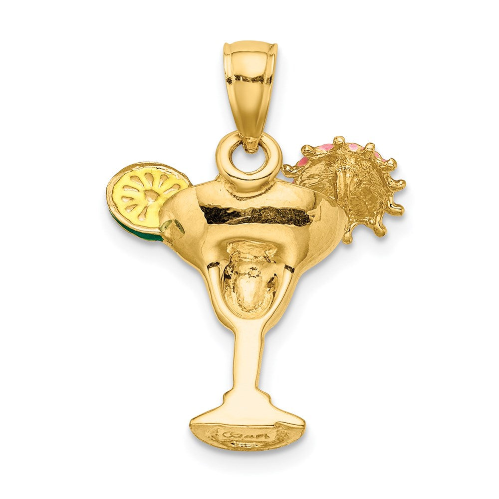 14K Gelbgold Charm „Margarita-Drink mit Schirmchen und Limette", emailliert