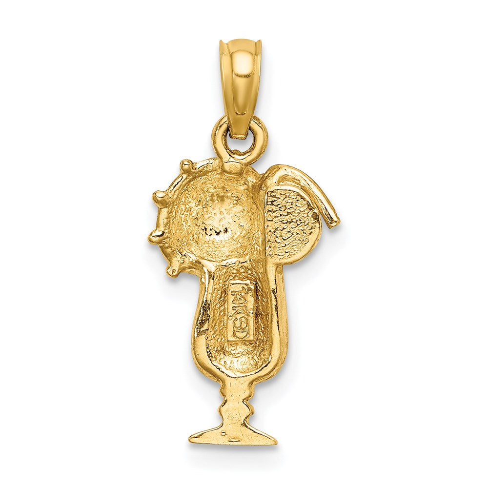 14K Gelbgold Charm „Getränk mit bunten Regenschirmen“ mit gelber Emaille