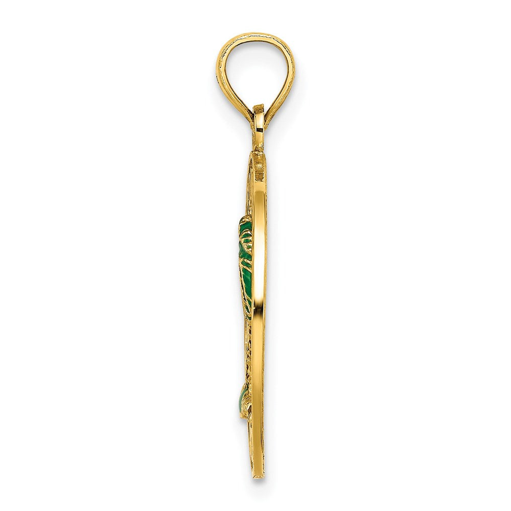 14K Gelbgold HILTON HEAD Emaillierter Palmenbaum-Charm