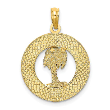14K Gelbgold HILTON HEAD Emaillierter Palmenbaum-Charm