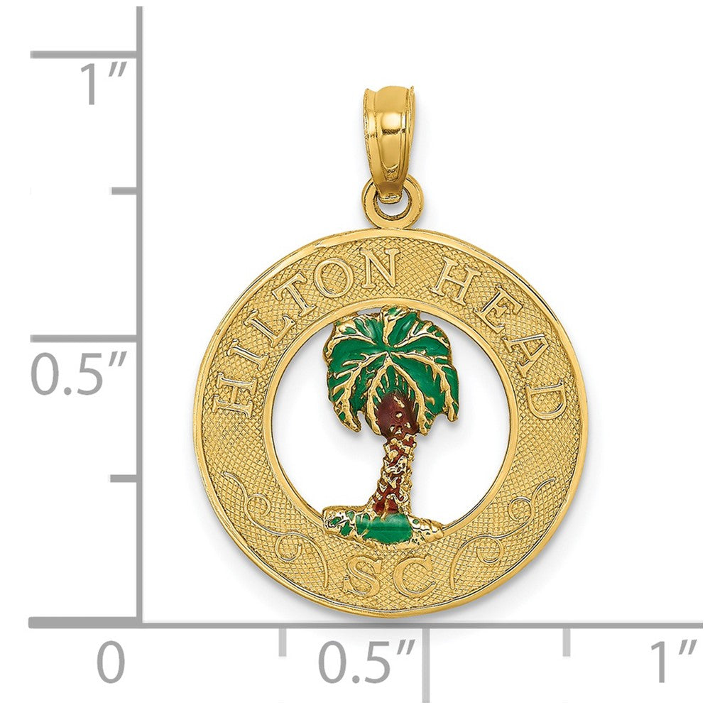 14K Gelbgold HILTON HEAD Emaillierter Palmenbaum-Charm