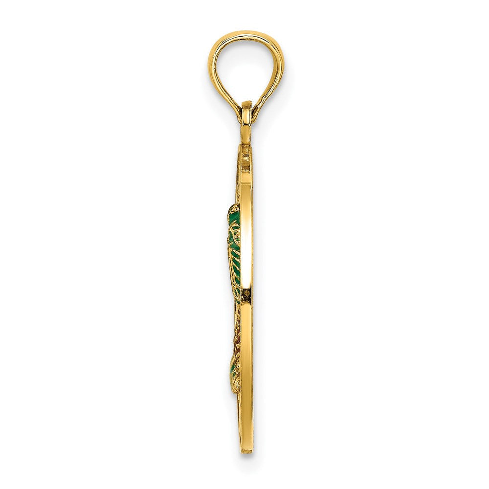 14K Gelbgold BEAUFORT SC emaillierter Palmen-Charm