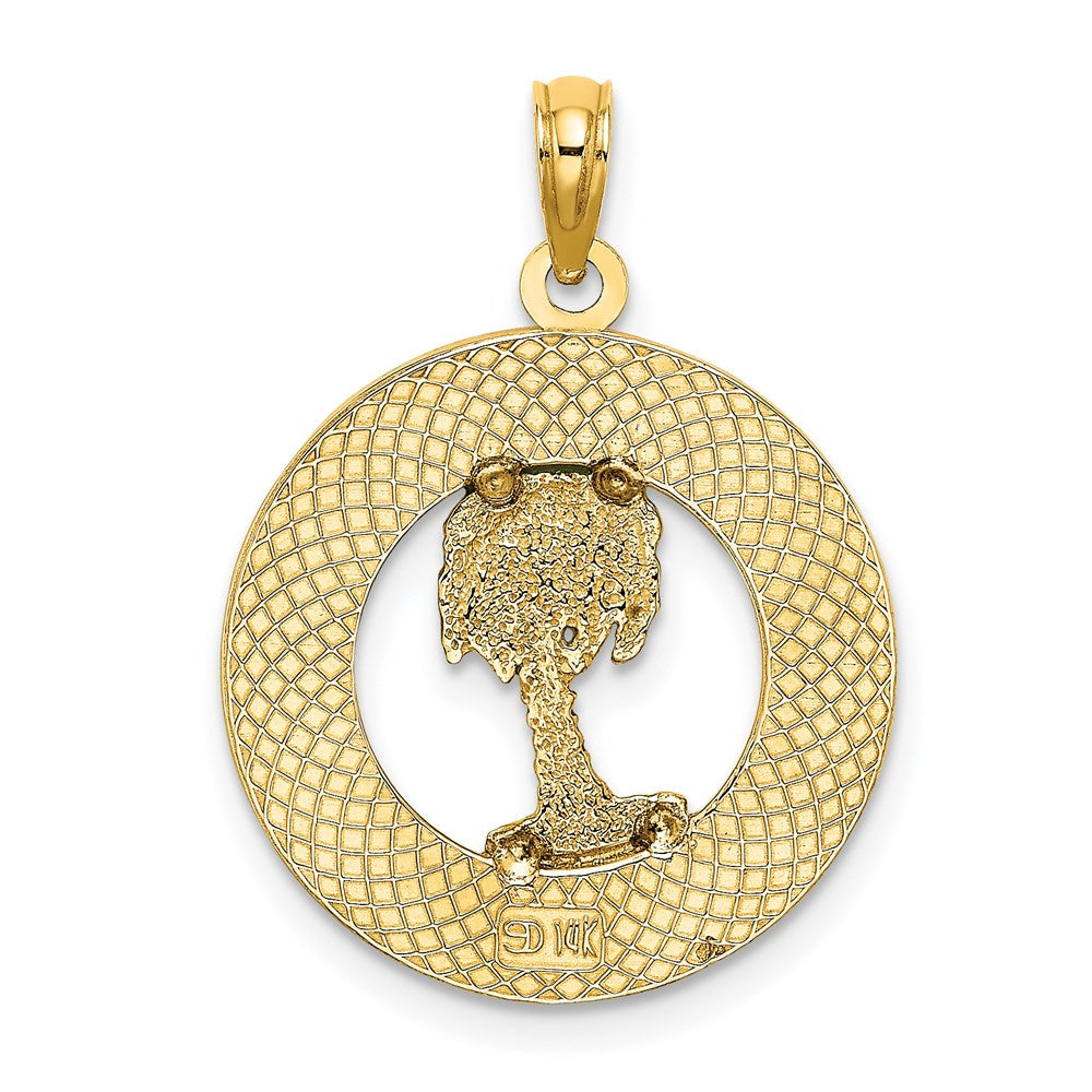 14K Gelbgold BEAUFORT SC emaillierter Palmen-Charm