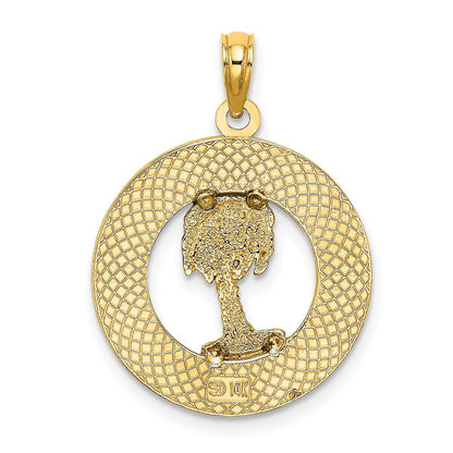 14K Gelbgold BEAUFORT SC emaillierter Palmen-Charm