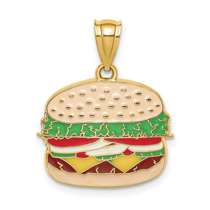 14K Gelbgold mit Emaille-Cheeseburger-Charm