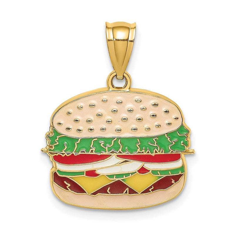 14K Gelbgold mit Emaille-Cheeseburger-Charm