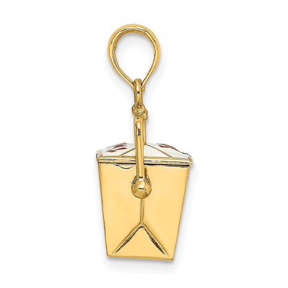 14k Gelbgold 3-D emaillierter beweglicher Chinesischer-Take-Out-Box-Charm