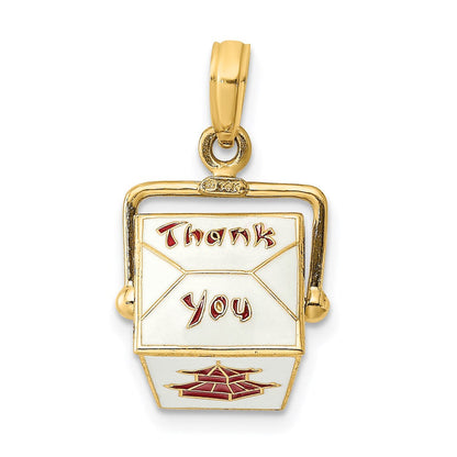 14k Gelbgold 3-D emaillierter beweglicher Chinesischer-Take-Out-Box-Charm