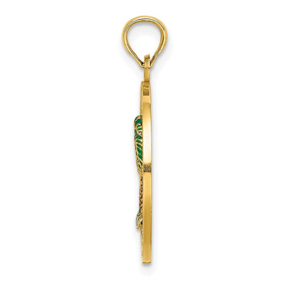 14K Gelbgold Charm "BLUFFTON SC" Kreis mit Palme, emailliert