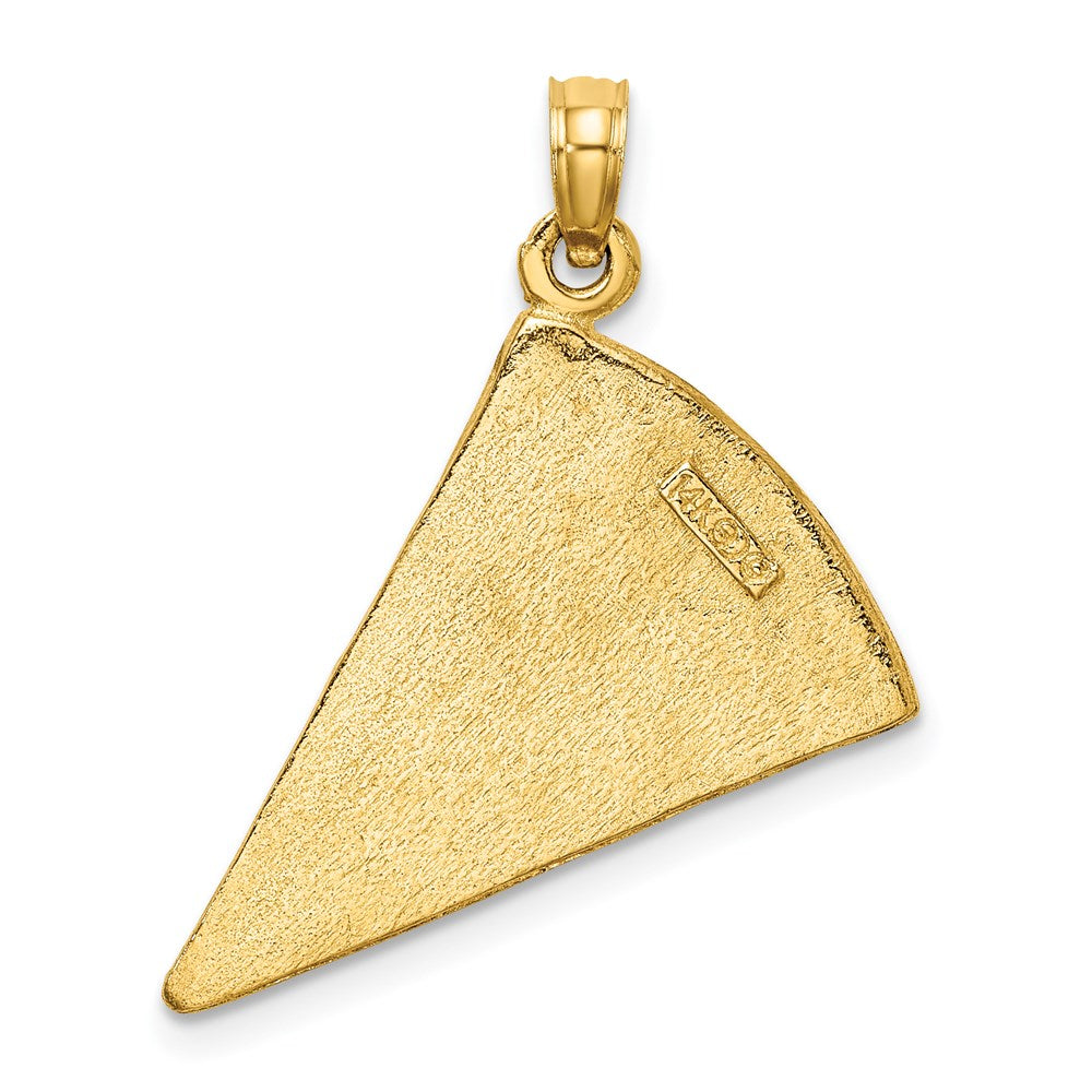 14K Gelbgold mit Emaille Groß Pepperoni Pizza Slice