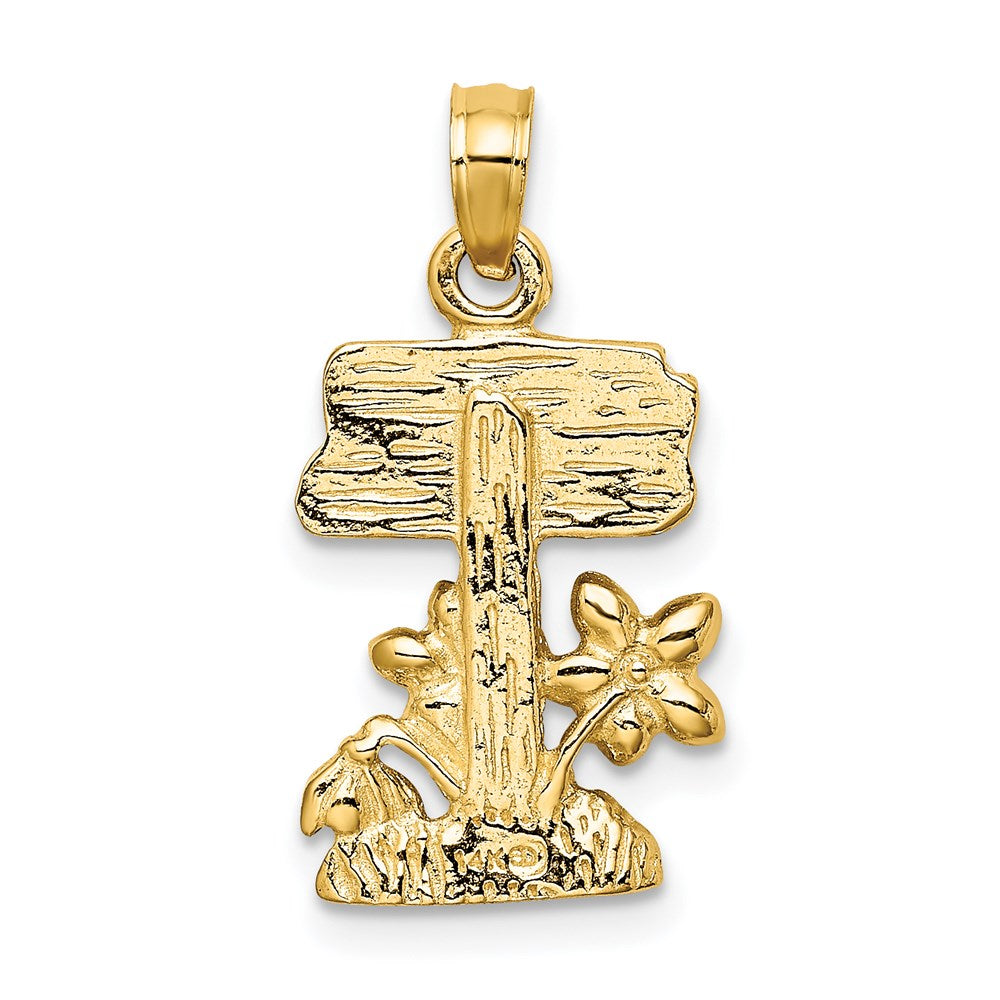14K Gelbgold Mehrfarbig-Emaille "MY GARDEN" Blumen-Charm mit Steckverschluss