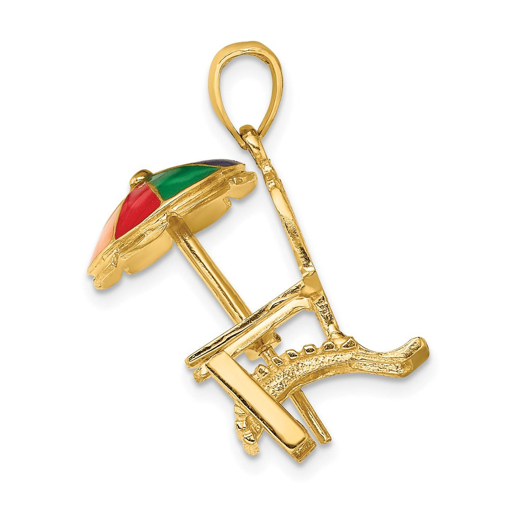 14K Gelbgold 3-D Charm Strandstuhl mit Emaille
