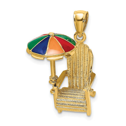 14K Gelbgold 3-D Charm Strandstuhl mit Emaille