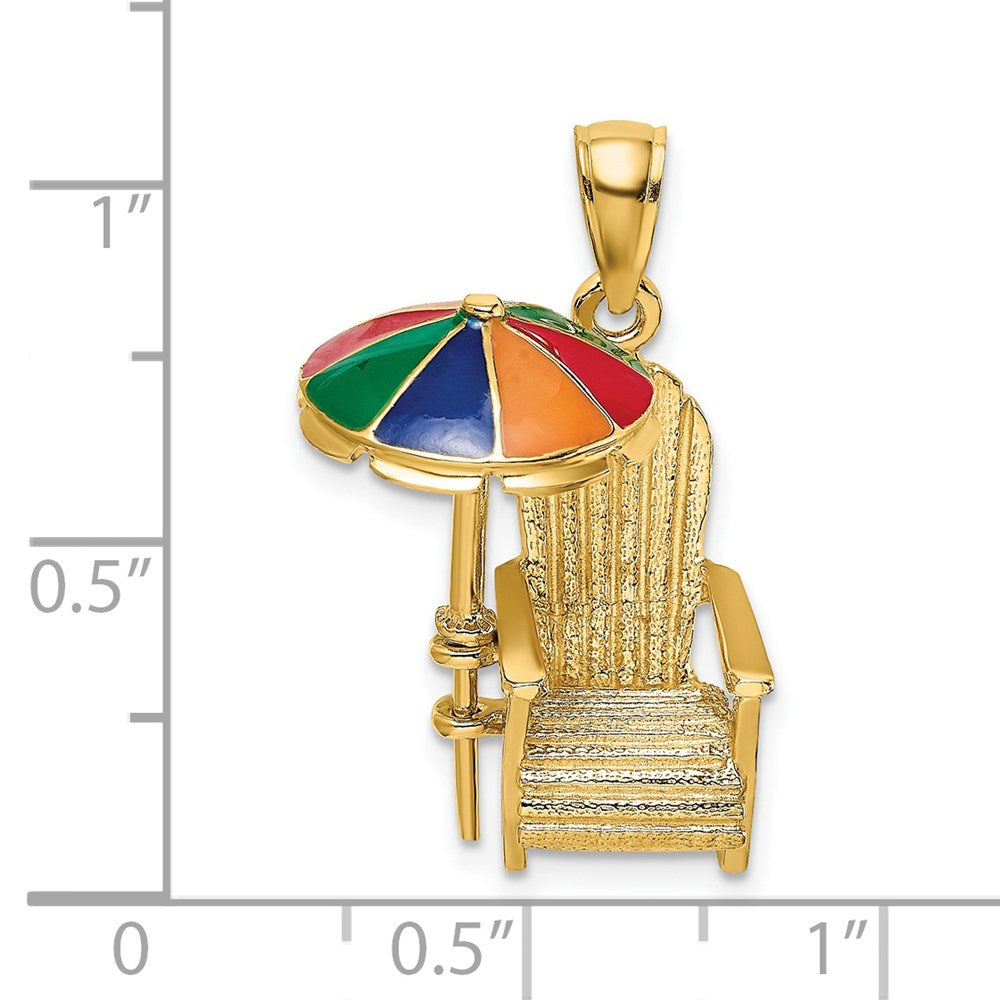 14K Gelbgold 3-D Charm Strandstuhl mit Emaille