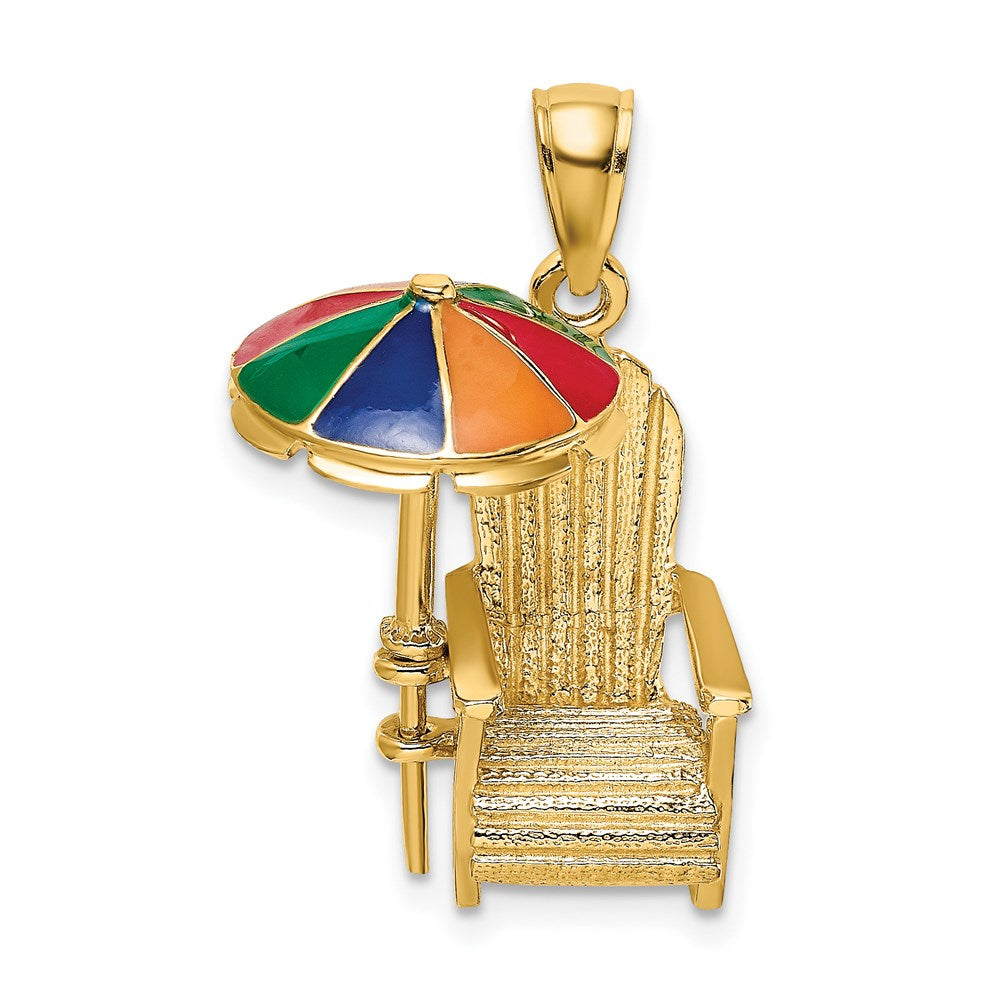 14K Gelbgold 3-D Charm Strandstuhl mit Emaille