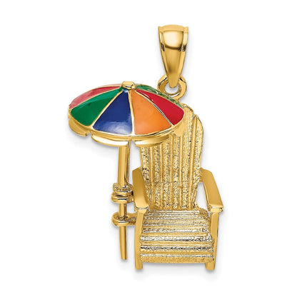 14K Gelbgold 3-D Charm Strandstuhl mit Emaille