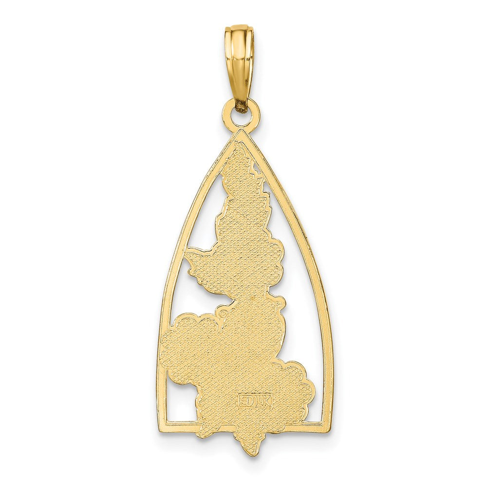 14K Gelbgold Emaillierter Marienkäfer- und Blumen-Dreiecksanhänger