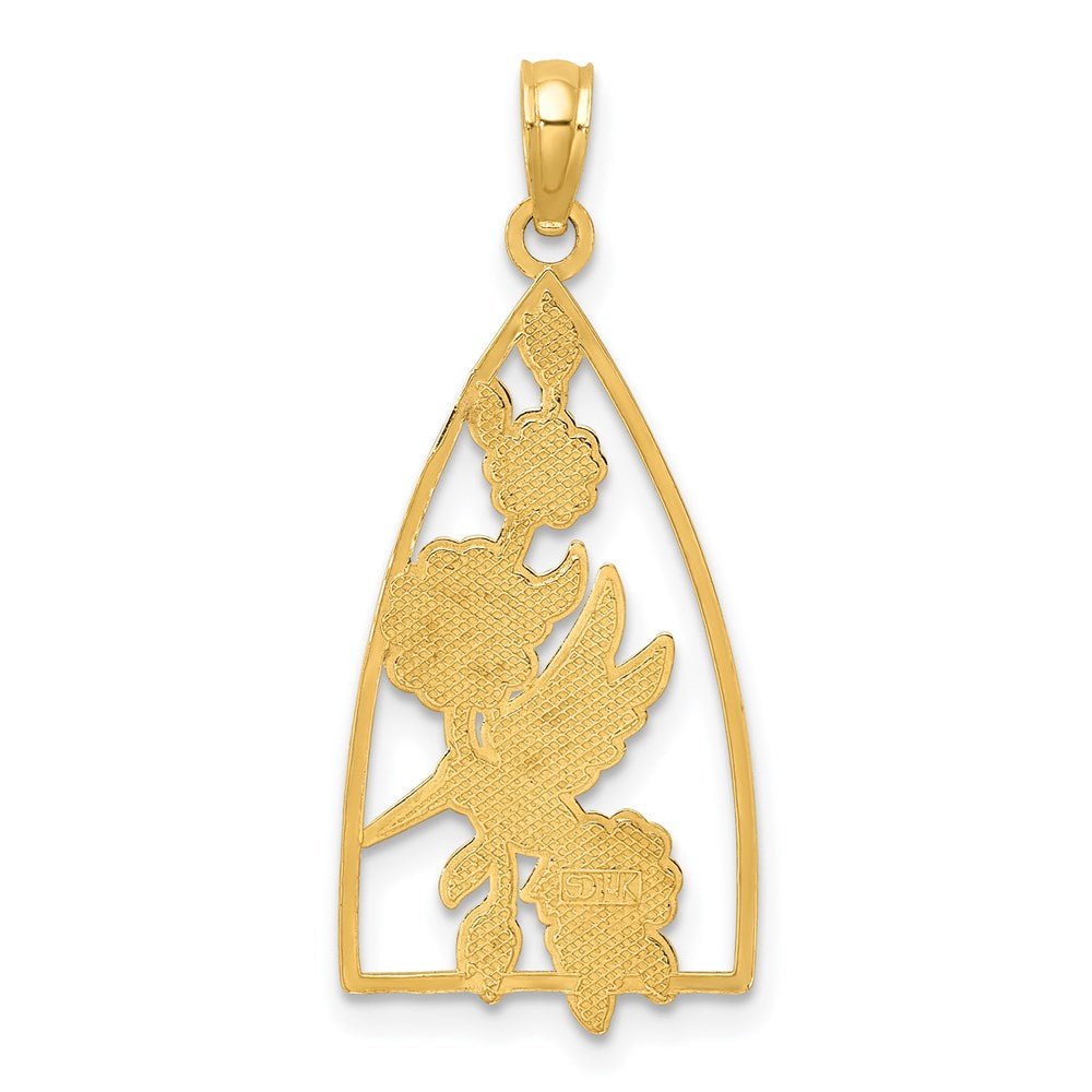 14K Gelbgold Kolibri- und Blumen-Charm mit Emaille
