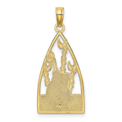 14K Gelbgold Emaille-Charm Panda-Bär und Bambus