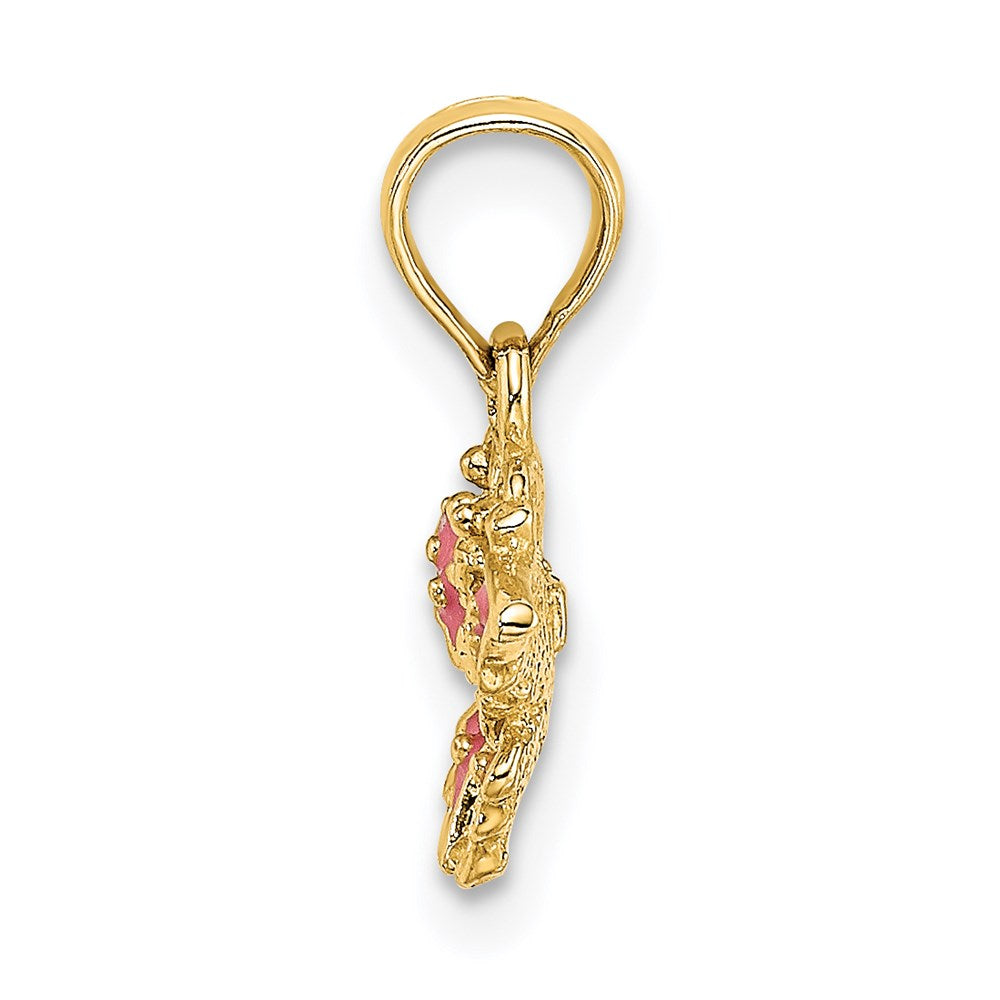 14K Gelbgold Emaille Mini Rosa Schmetterling Charm