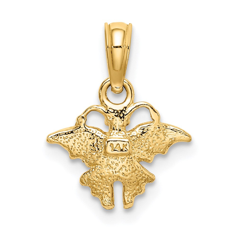 14K Gelbgold Emaille Mini Rosa Schmetterling Charm