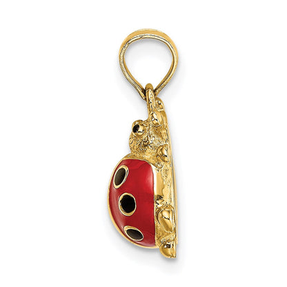 14K Gelbgold Charm Marienkäfer rot emailliert