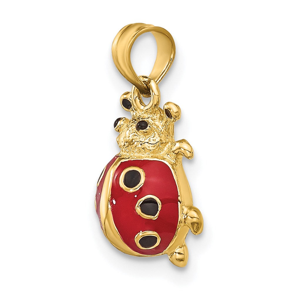 14K Gelbgold Charm Marienkäfer rot emailliert
