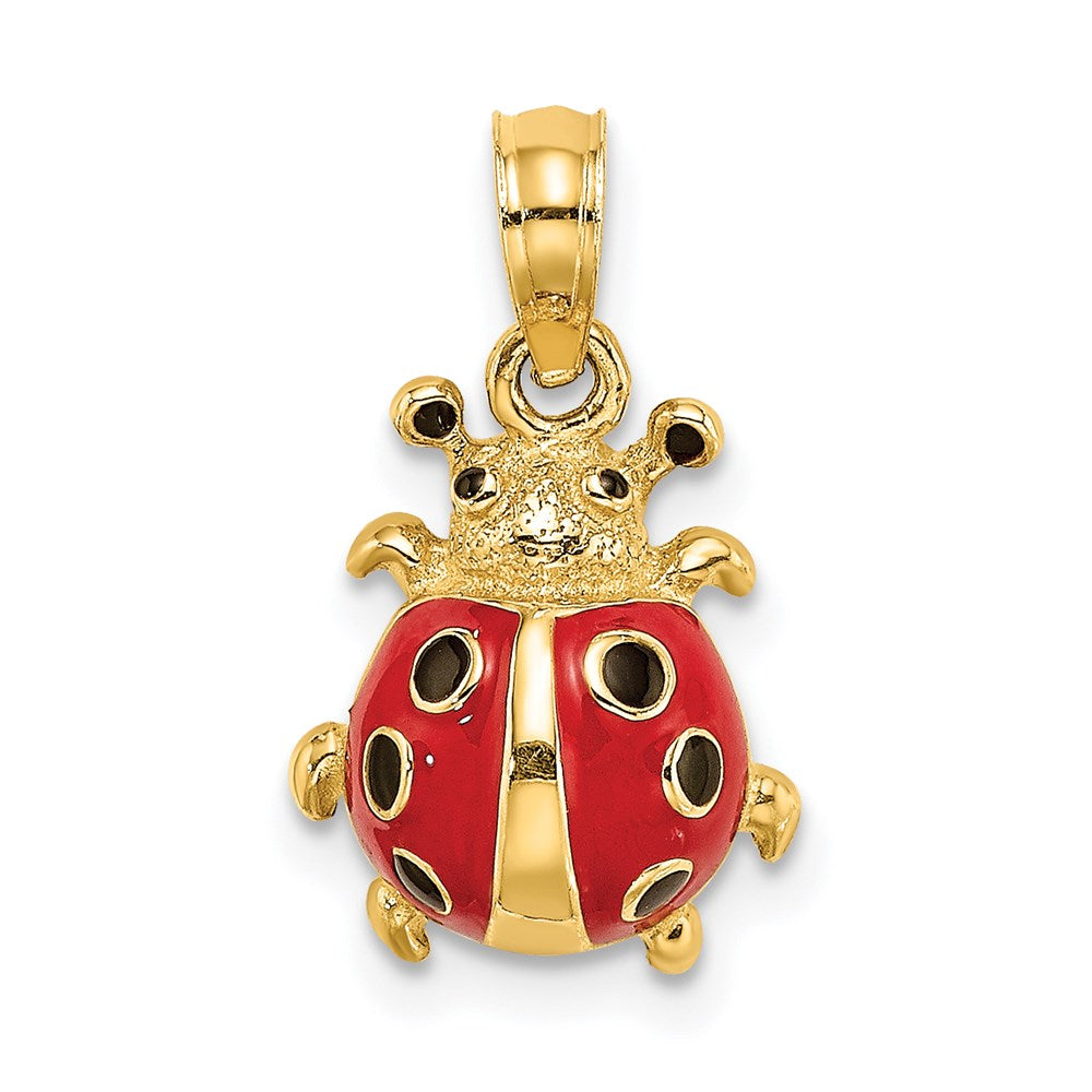 14K Gelbgold Charm Marienkäfer rot emailliert