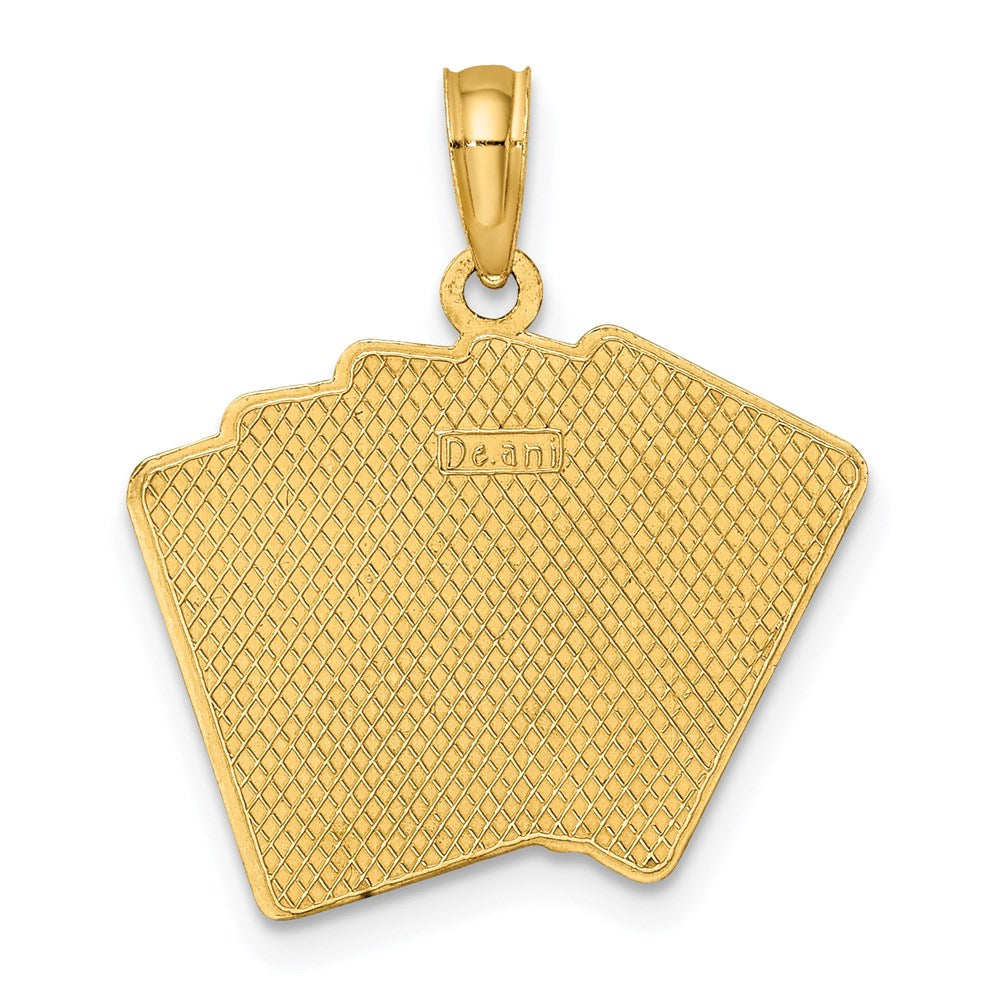 14K Gelbgold Emaille-Charm „Royal Flush Spielkarten“