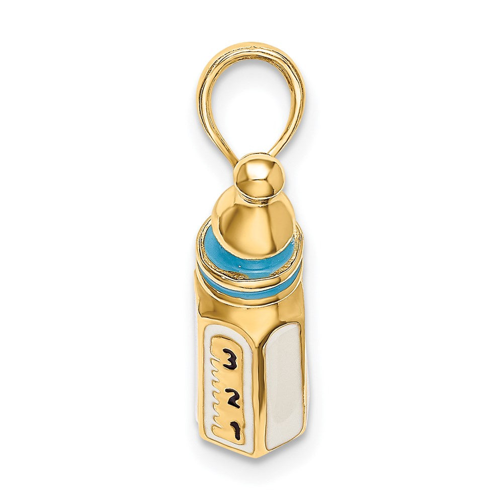 14K Gelbgold 3-D Babyflasche-Charm mit Emaille