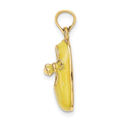 14K Gelbgold 3-D Baby-Schuh-Charm mit gelbem Emaille