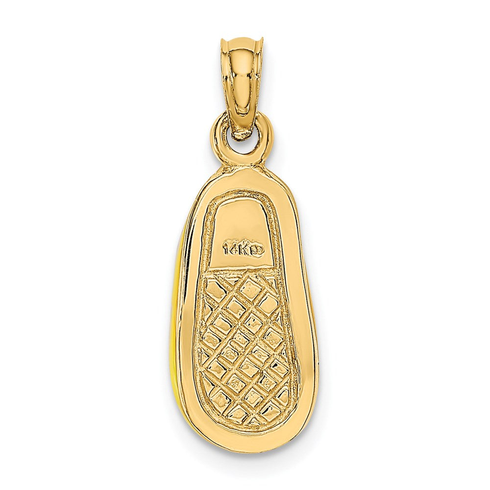 14K Gelbgold 3-D Baby-Schuh-Charm mit gelbem Emaille