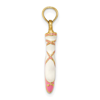 14K Gelbgold 3-D Emaille-Ballettschuh-Charm