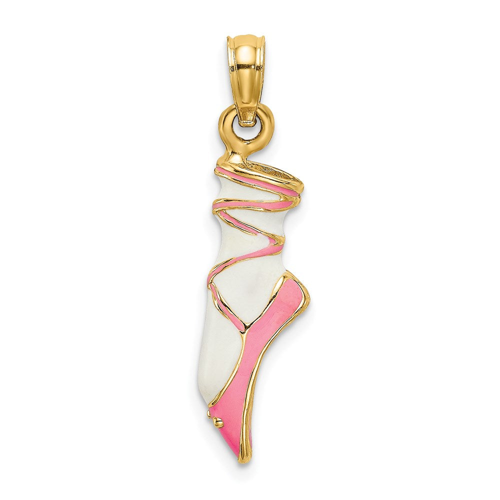14K Gelbgold 3-D Emaille-Ballettschuh-Charm