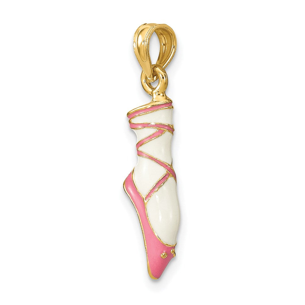 14K Gelbgold 3-D Emaille-Ballettschuh-Charm