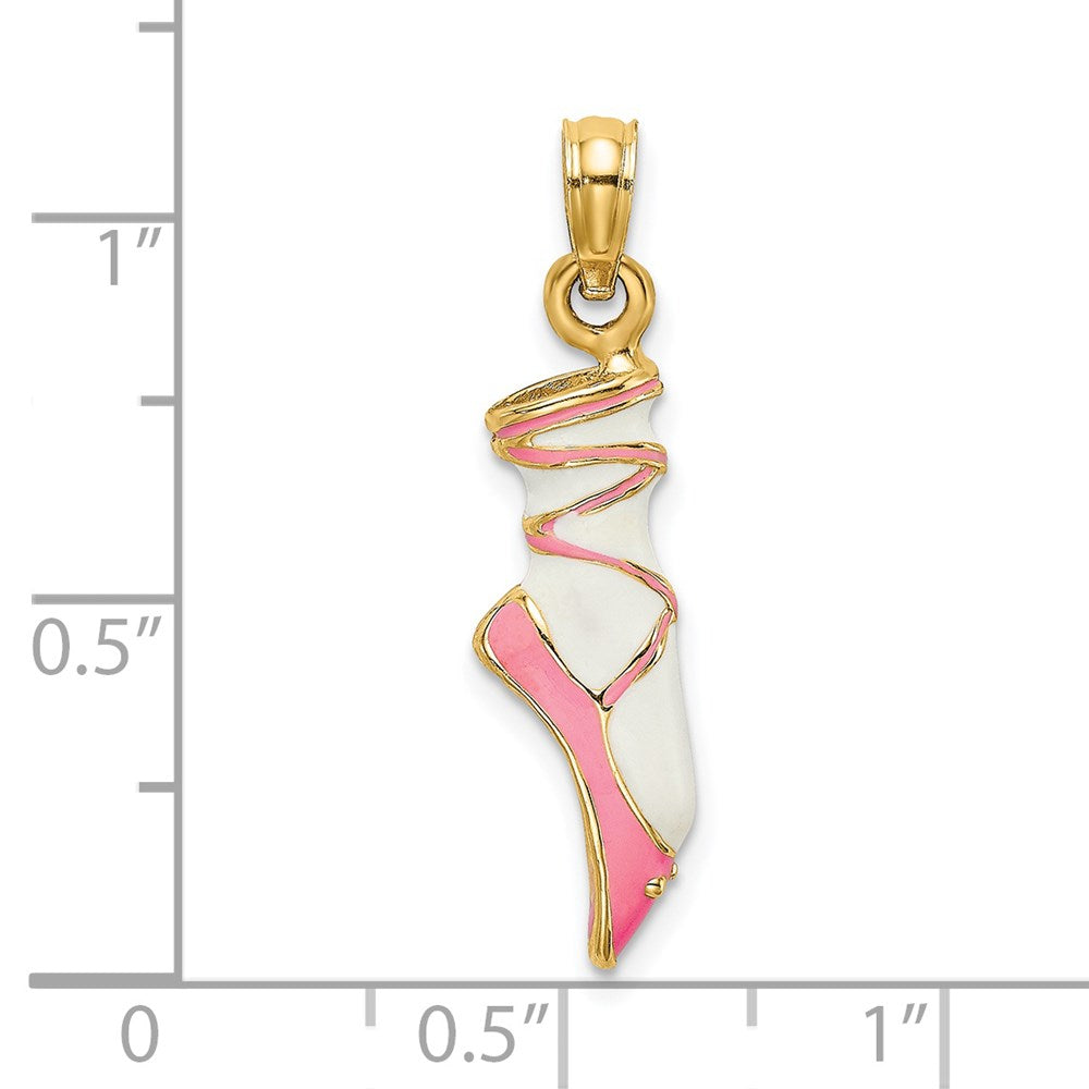 14K Gelbgold 3-D Emaille-Ballettschuh-Charm